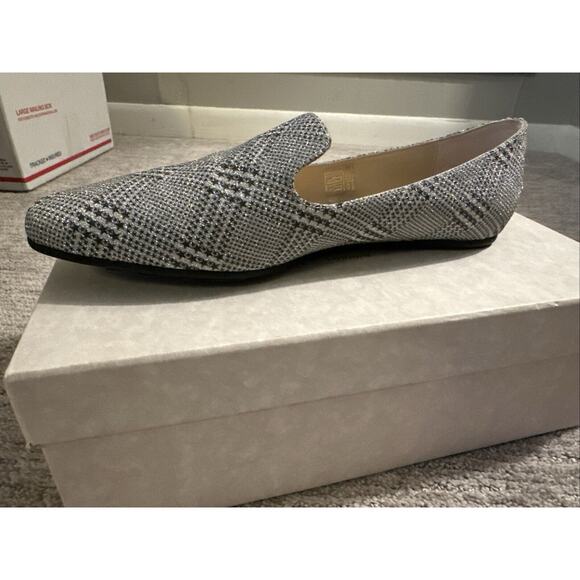 Jimmy Choo Wheel Prince Of Stars Glitter Silver Plaid Loafer Flats Size 38, US 8 - Picture 6 of 11